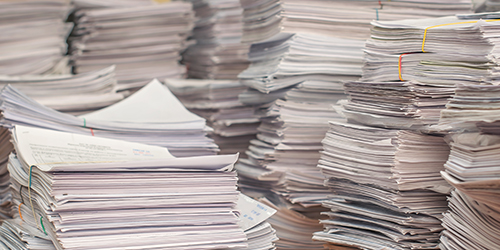 piles of documents.